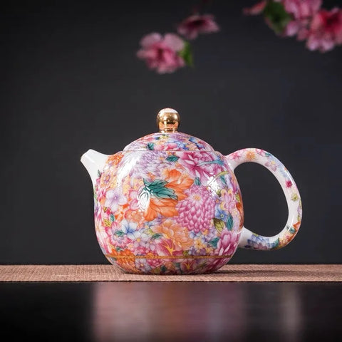 Enamel Porcelain Flower Teapot-ToShay.org