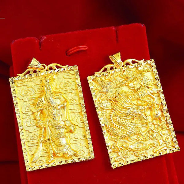 Gold Dragon Plaque Pendant-ToShay.org