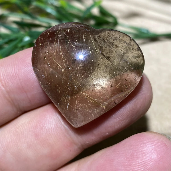 Gold Hair Rutile Quartz Heart-ToShay.org