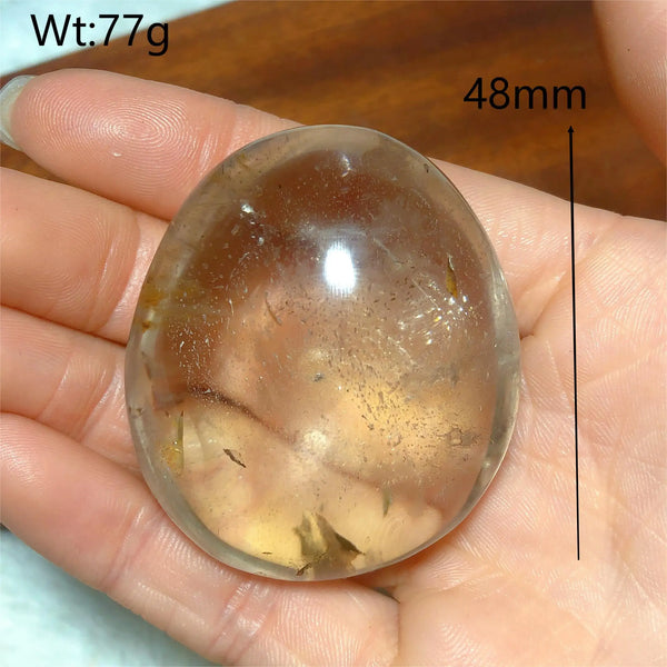 Clear Smokey Quartz Palm Stone-ToShay.org