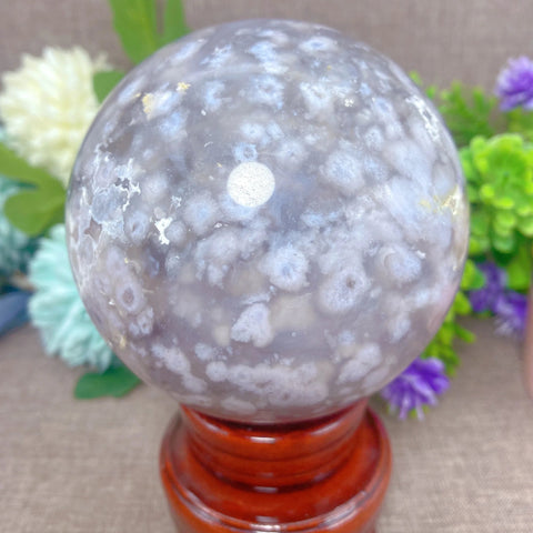 Grey Flower Agate Ball-ToShay.org