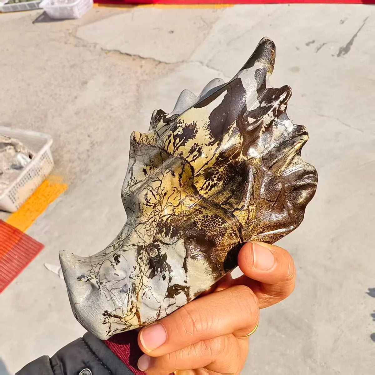 Yellow Painting Stone Dragon-ToShay.org