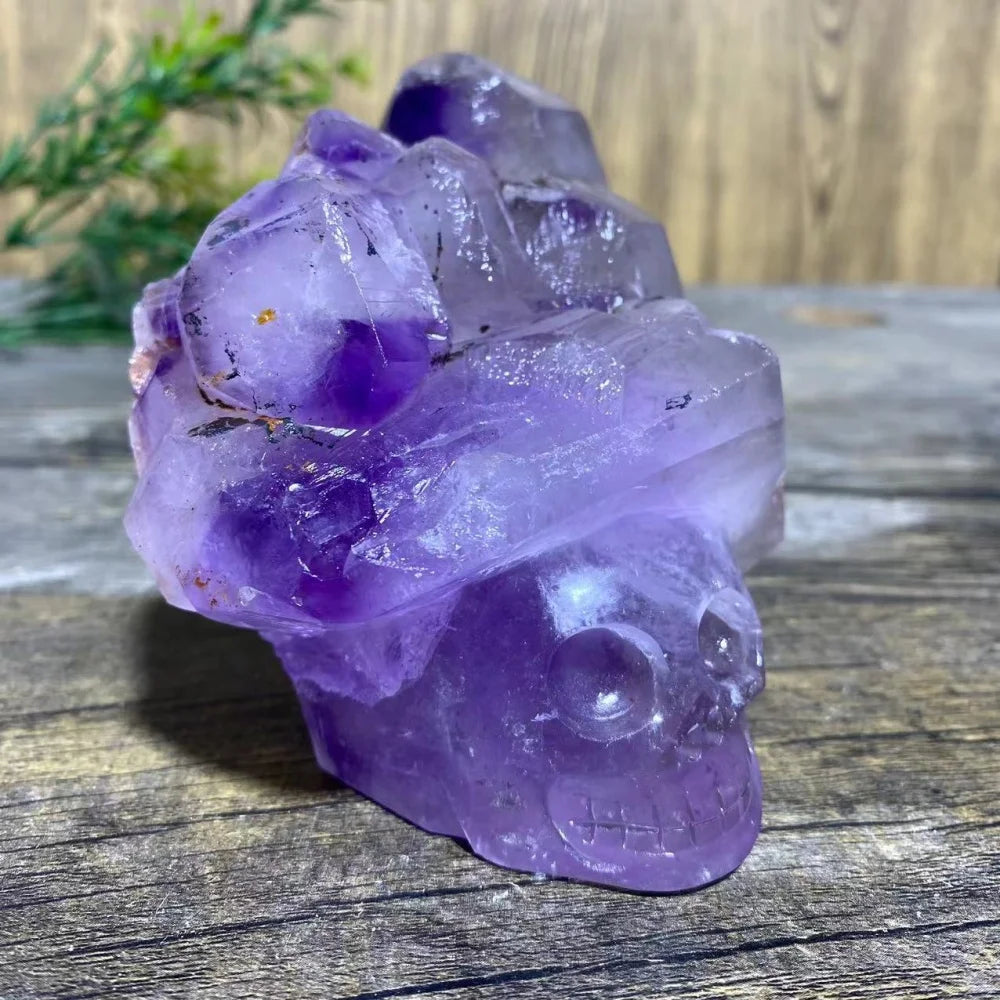 Purple Amethyst Cluster Skull-ToShay.org