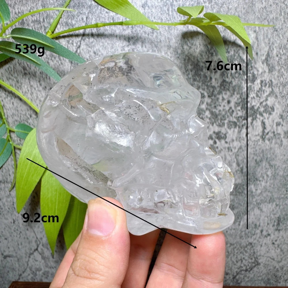 Clear Quartz Crystal Skull Statue Natural Stone Carved Energy Healing Mineral Figurine Home Decor-ToShay.org