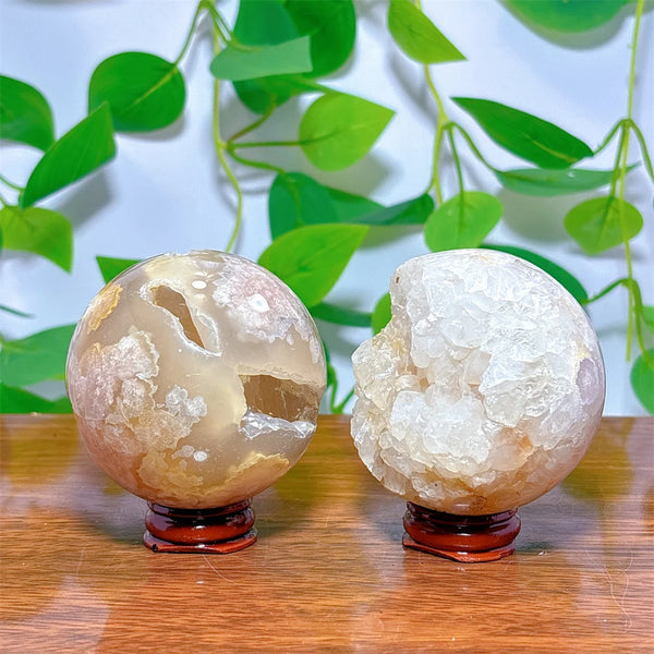Pink Flower Agate Ball-ToShay.org