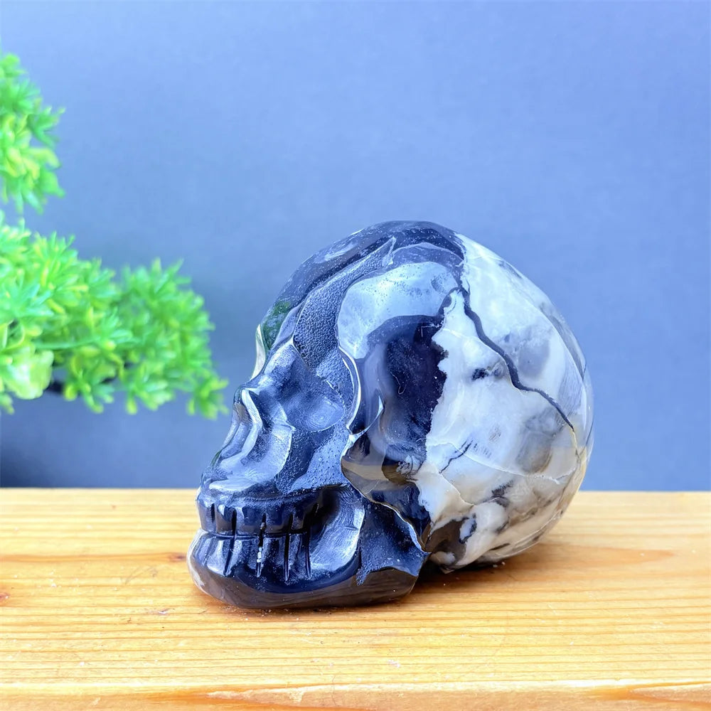 Grey Volcanic Agate Skull-ToShay.org