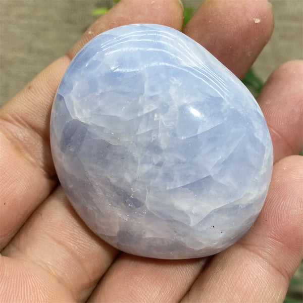 Blue Celestine Palm Stone-ToShay.org