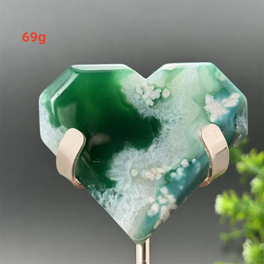 Green Cherry Blossom Agate Heart-ToShay.org