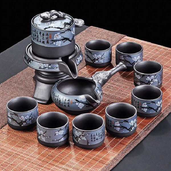 Black Ceramic Rotation Tea Sets-ToShay.org
