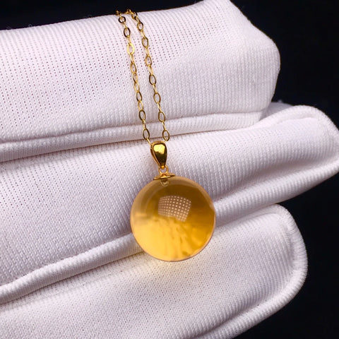 Yellow Citrine Ball Pendant-ToShay.org