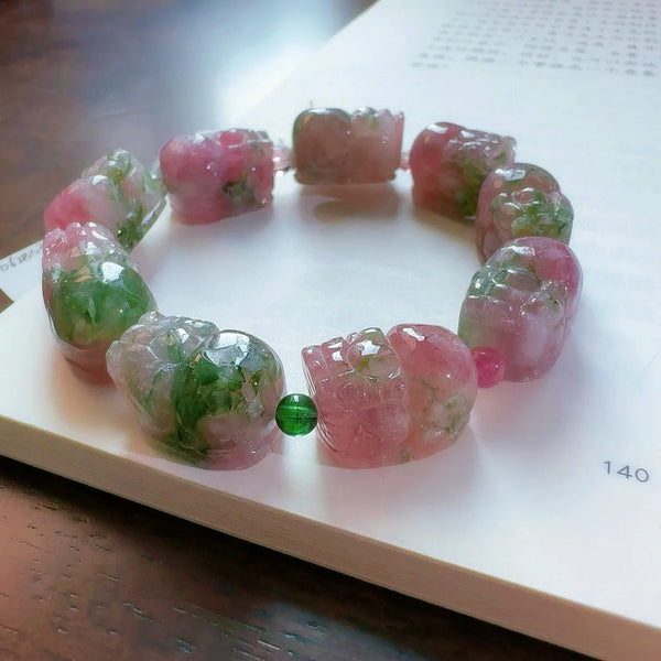 Pink Tourmaline Pi Xiu Bracelet-ToShay.org
