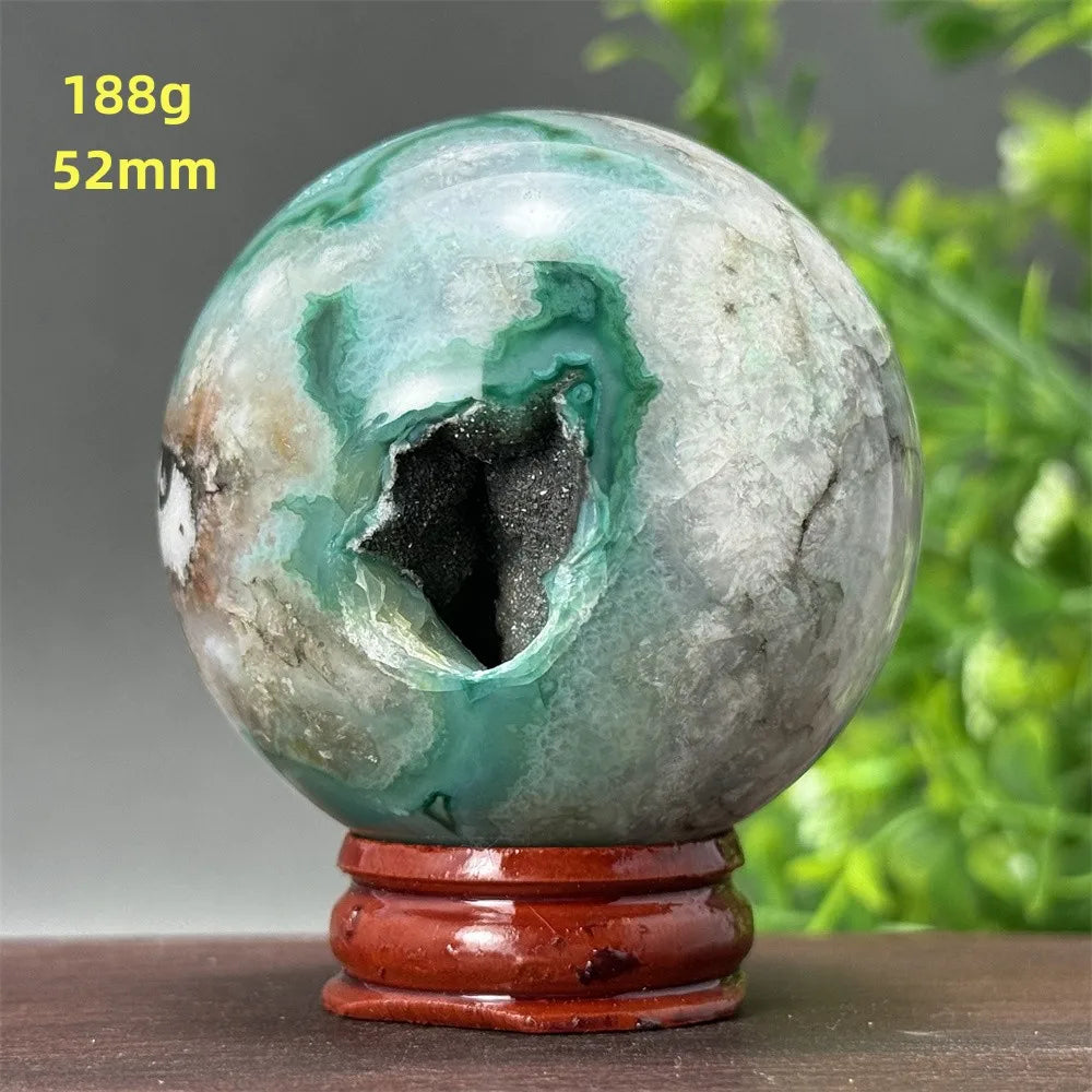 Green Cherry Blossom Agate Ball-ToShay.org