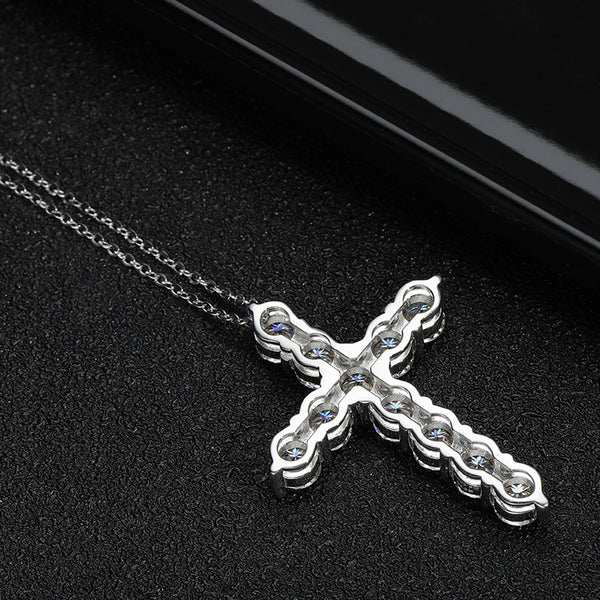 Silver Diamond Cross Necklace-ToShay.org