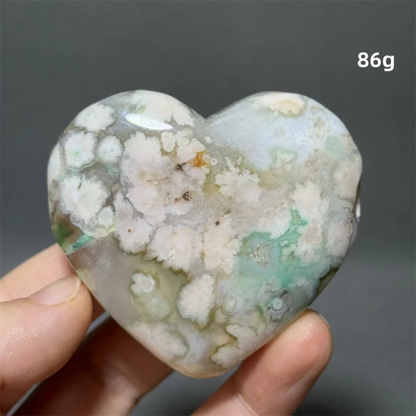 Green Sakura Agate Heart-ToShay.org