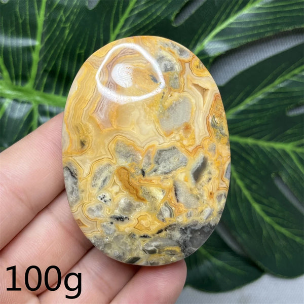Yellow Crazy Agate Palm Stone-ToShay.org