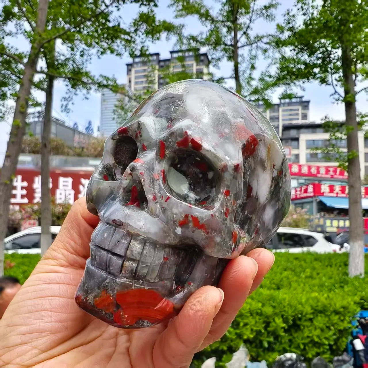 Green Dragons Blood Stone Skull-ToShay.org