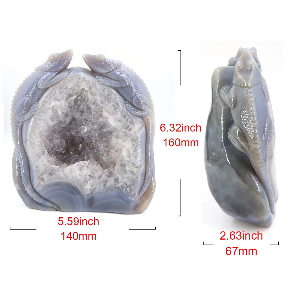 Grey Agate Geode Lizard-ToShay.org