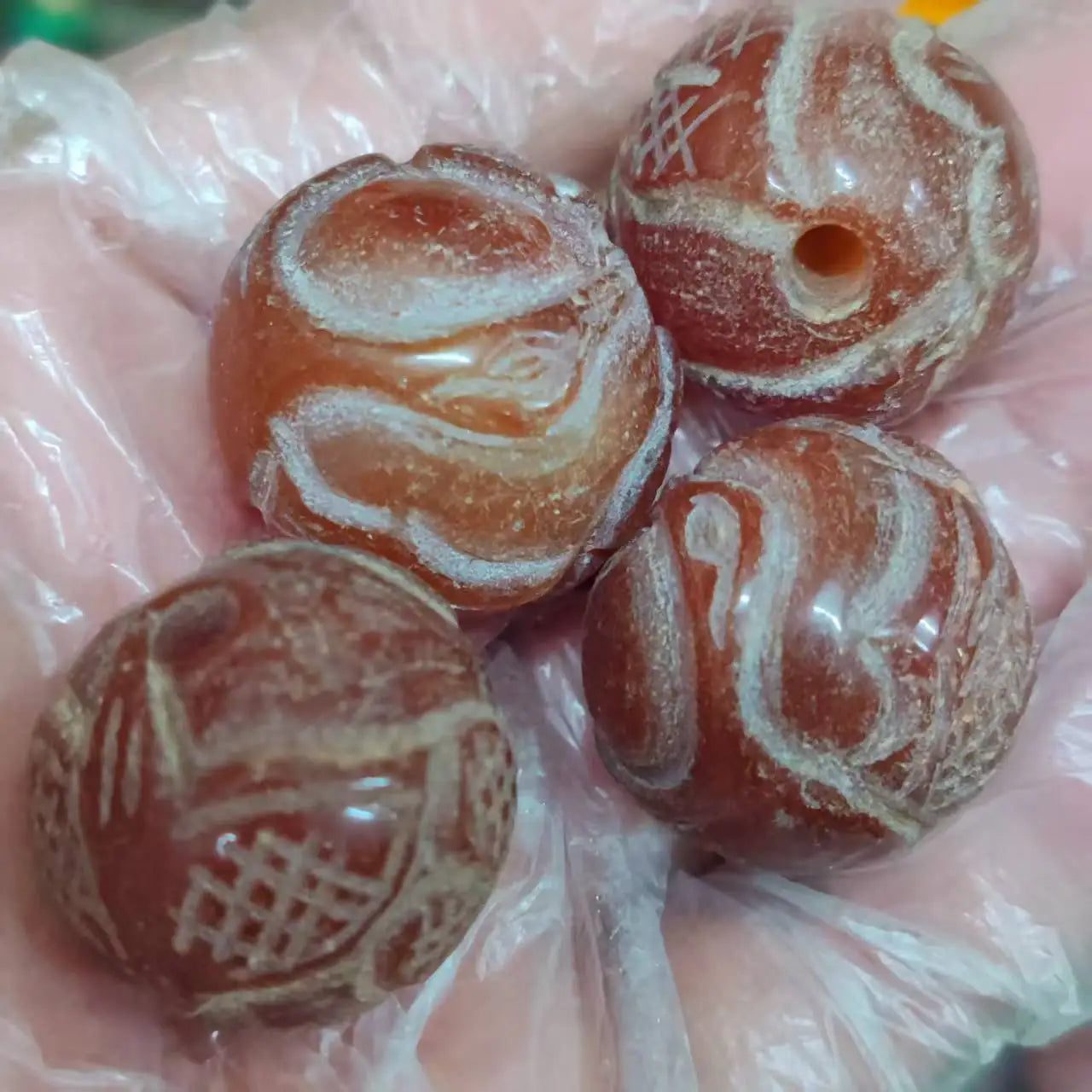 Red Jade Carved Bead-ToShay.org