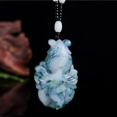 Blue Jade Goldfish Pendant-ToShay.org