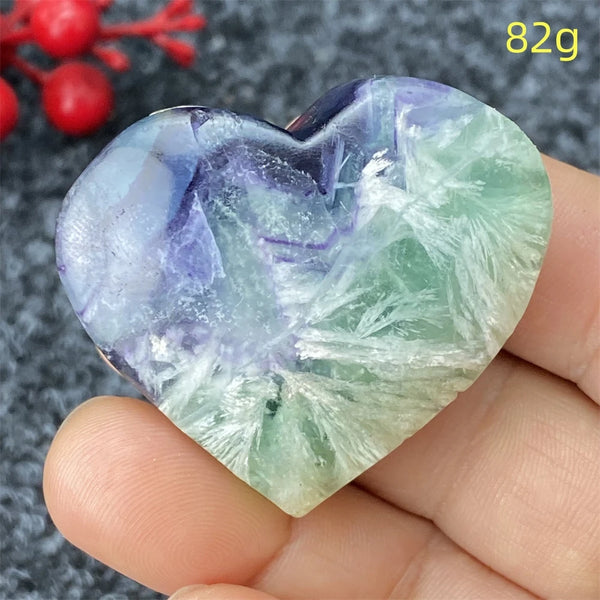 Green Feather Fluorite Heart-ToShay.org