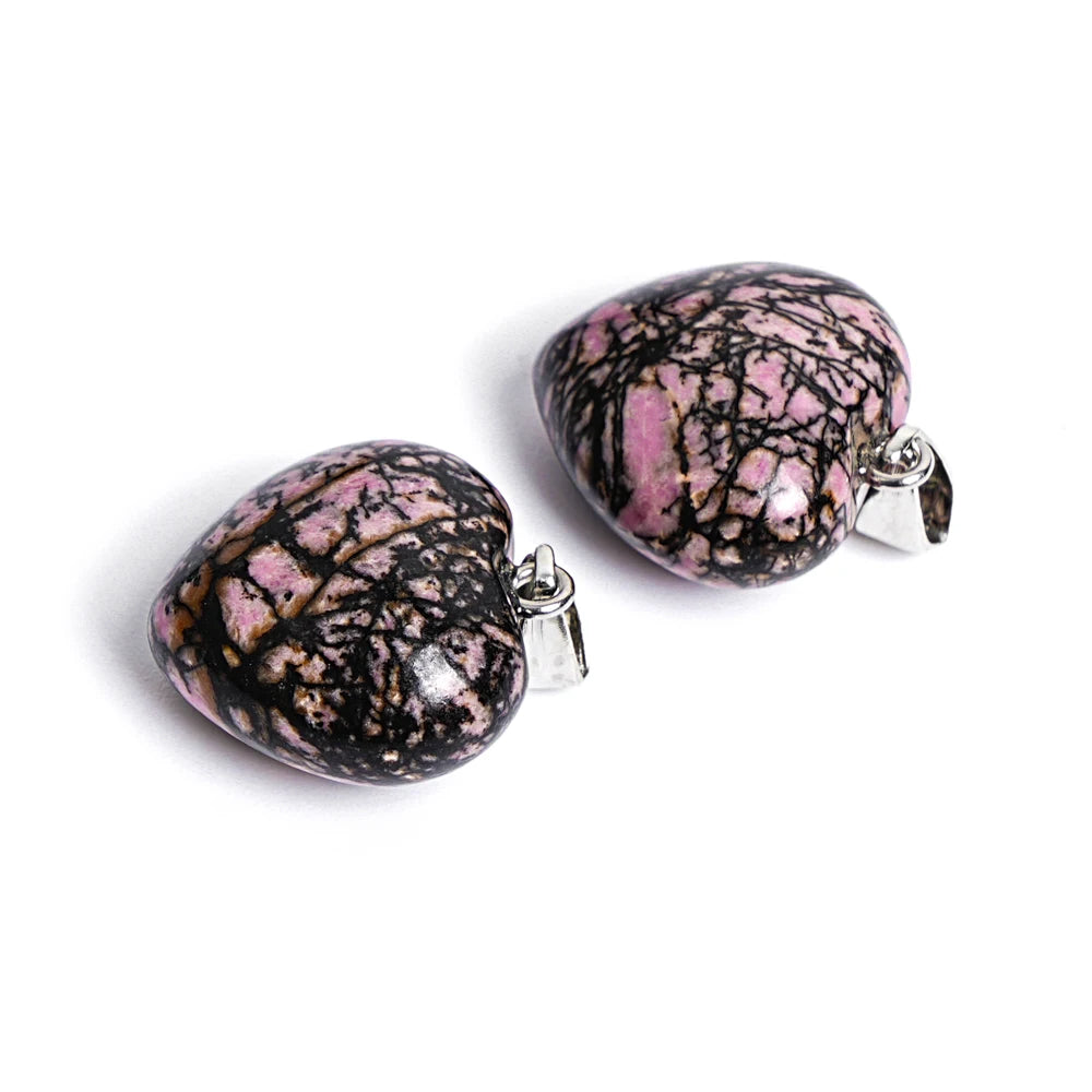 Pink Rhodonite Heart Pendant-ToShay.org