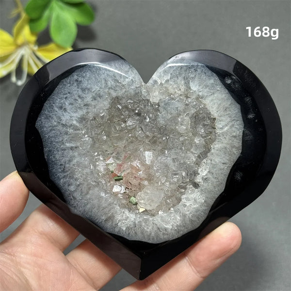 Black Agate Geode Heart-ToShay.org