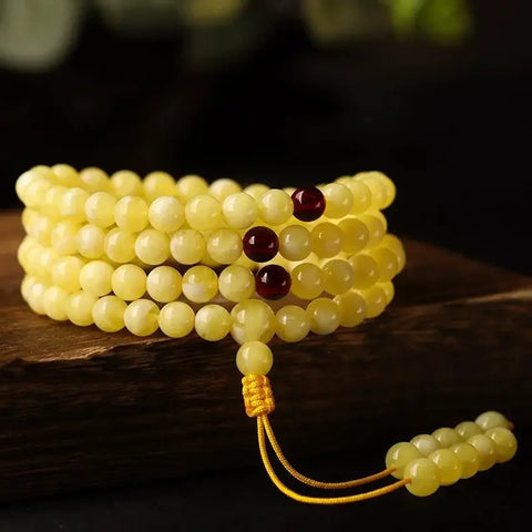 Yellow Amber Mala Beads-ToShay.org