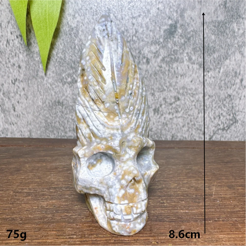 Ocean Jasper Feather Skull-ToShay.org