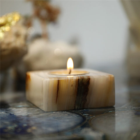 White Marble Candle Holders-ToShay.org