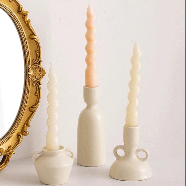 White Ceramic Candle Holders-ToShay.org