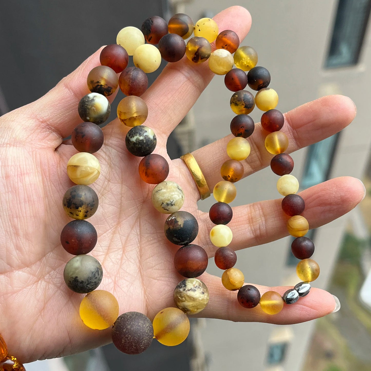 Yellow Amber Bead Necklace-ToShay.org