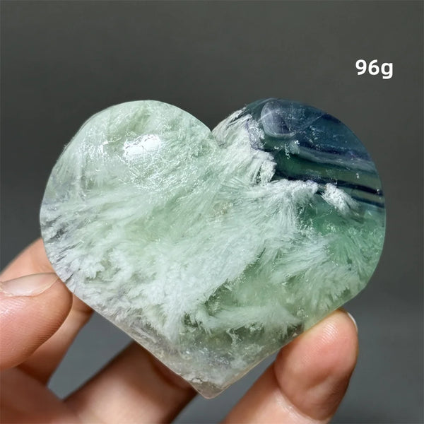 Green Feather Fluorite Heart-ToShay.org
