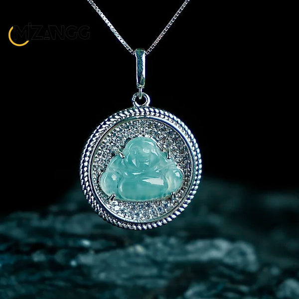 Blue Jadeite Maitreya Buddha-ToShay.org