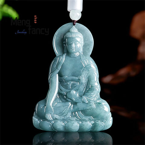 Blue Jade Amitabha Pendant-ToShay.org
