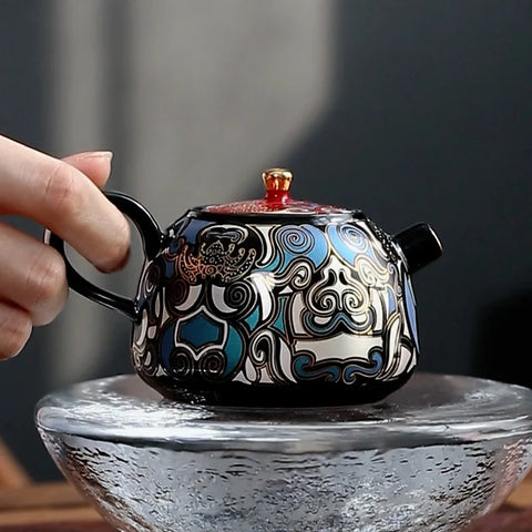 Gold Silver Painted Teapot-ToShay.org