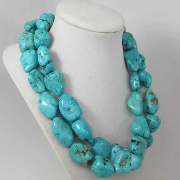 Blue Turquoise Bead Necklace-ToShay.org