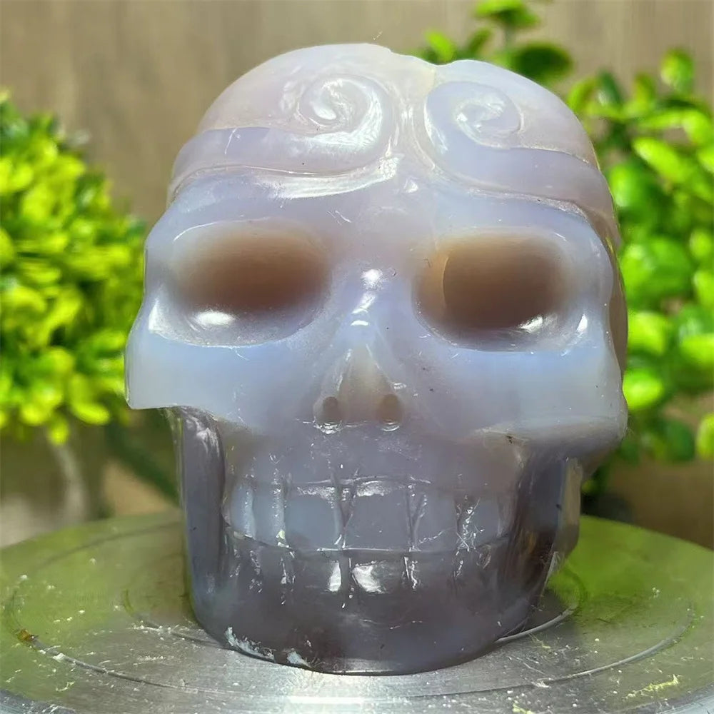 Grey Agate Druzy Skull-ToShay.org