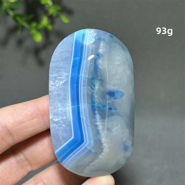 Blue Agate Palm Stone-ToShay.org