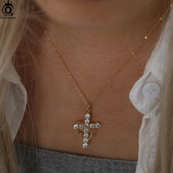 Silver Diamond Cross Pendant-ToShay.org