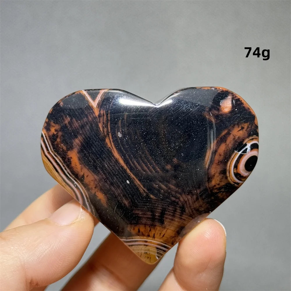 Red Black Striped Agate Heart-ToShay.org