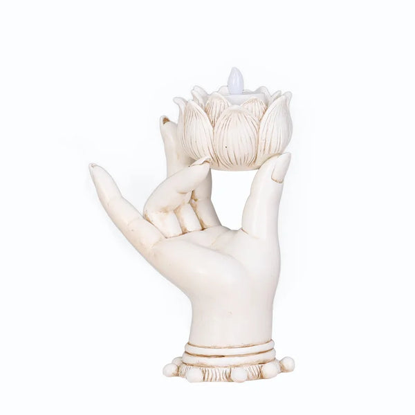 Lotus Flower Buddha Hand Tealight Holder-ToShay.org