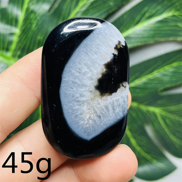 Black White Agate Palm Stone-ToShay.org