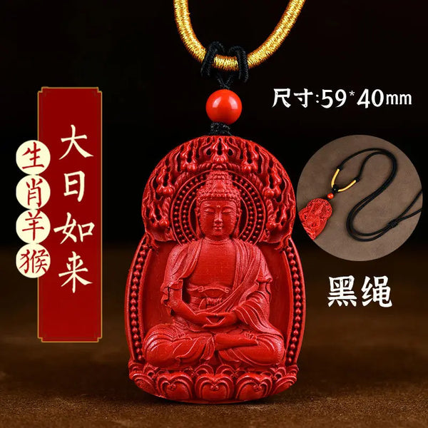 Red Cinnabar Buddha Pendant-ToShay.org