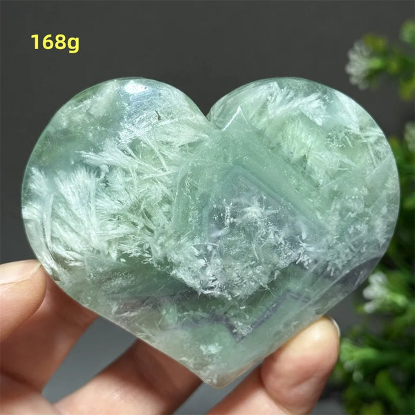Green Feather Fluorite Heart-ToShay.org