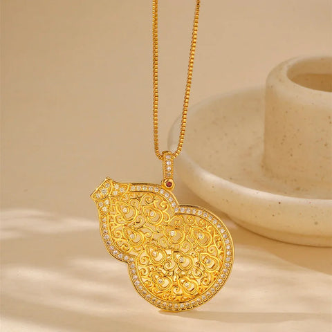 Gold Moissanite Gourd Pendant-ToShay.org