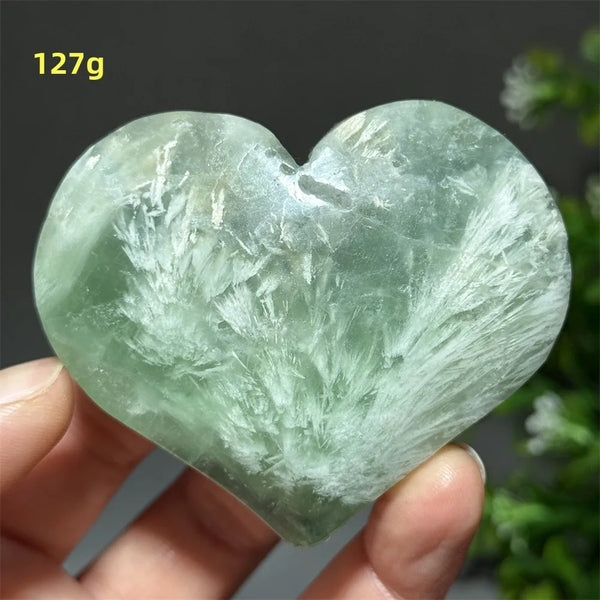 Green Feather Fluorite Heart-ToShay.org