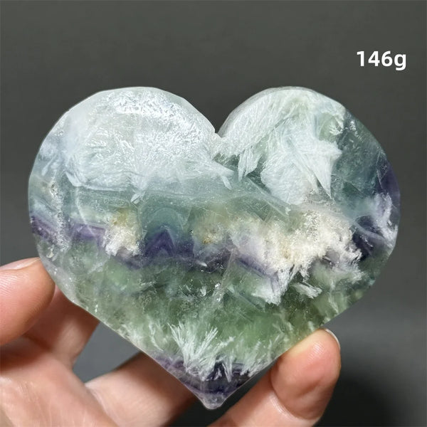 Green Feather Fluorite Heart-ToShay.org
