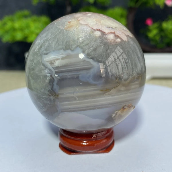 Pink Cherry Blossom Agate Ball-ToShay.org
