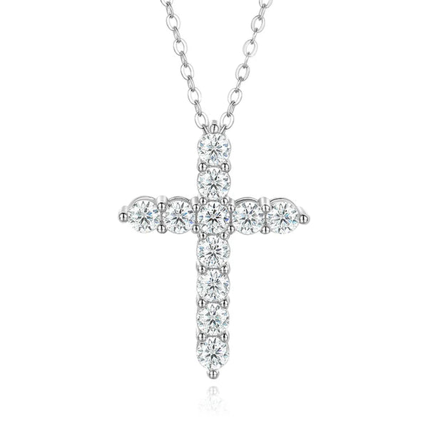 Silver Cross Diamond Necklace-ToShay.org