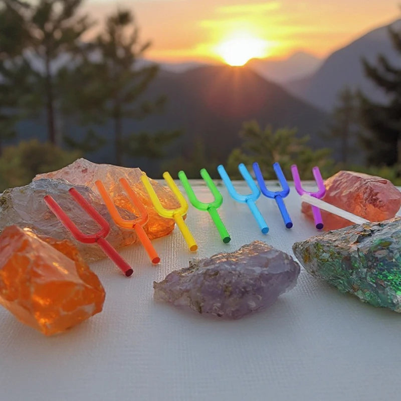 Healing Crystal Tuning Fork Set Spiritual Relaxation Yoga Tuning Forks Meditation Diapason Forks Medical Percussion Instruments-ToShay.org